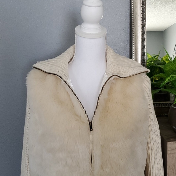 Anthropologie  white faux fur sweater jacket - Picture 2 of 6
